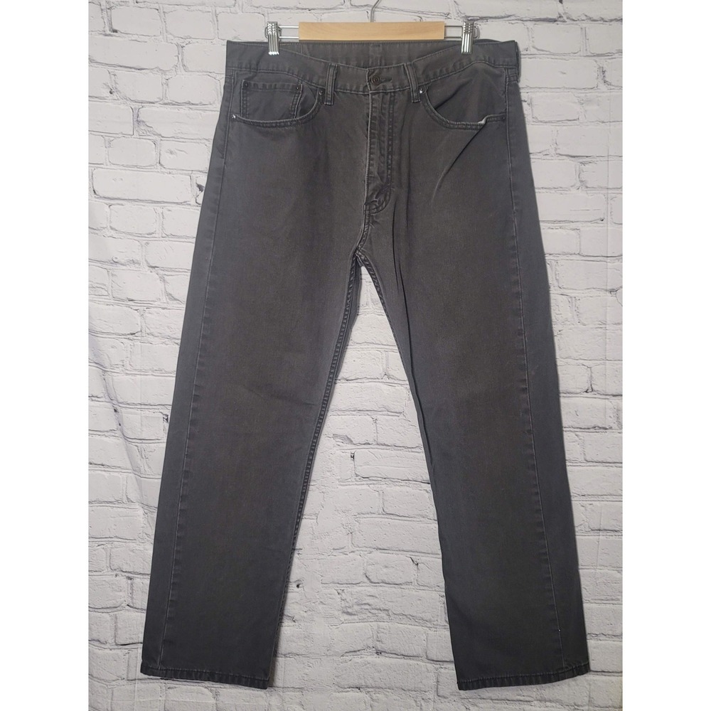 Levis 505 Regular Fit Straight Leg Jeans Charcoal Gray Mens 36x30 Casual Comfort